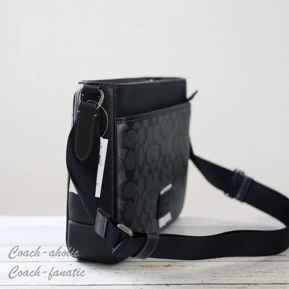 NWT Coach CH078 District Crossbody Signature Canvas & Leather Charcoal/Black - Picture 4 of 12